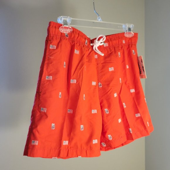 NWT - TRUNKS SURF & SWIM COMPANY RED WHITE BLUE FLAGS & PEACE SIGNS-AMERICA! NWT - Picture 7 of 9